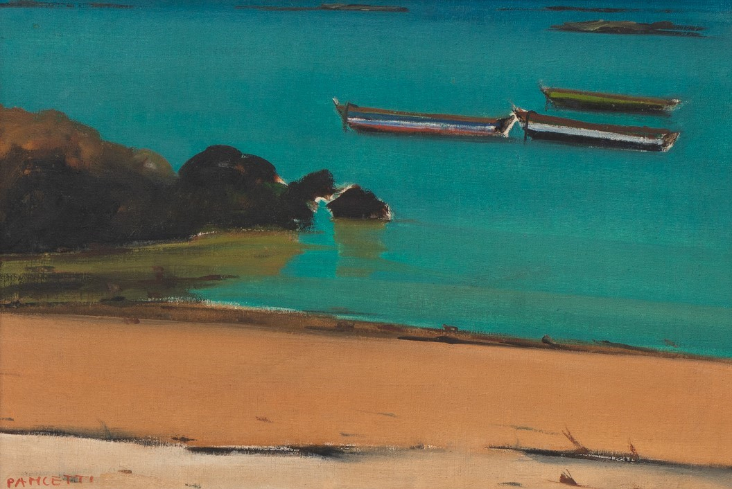 José Pancetti | Marinha com barcos, 1956