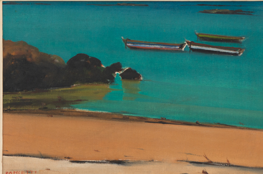 José Pancetti | Marinha com barcos, 1956